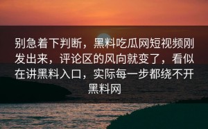 别急着下判断，黑料吃瓜网短视频刚发出来，评论区的风向就变了，看似在讲黑料入口，实际每一步都绕不开黑料网