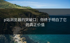 p站浏览器的突破口：你终于明白了它的真正价值