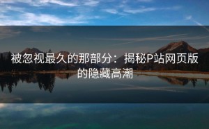 被忽视最久的那部分：揭秘P站网页版的隐藏高潮