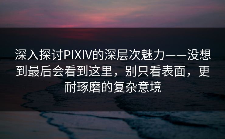 深入探讨PIXIV的深层次魅力——没想到最后会看到这里，别只看表面，更耐琢磨的复杂意境