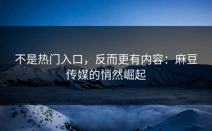 不是热门入口，反而更有内容：麻豆传媒的悄然崛起